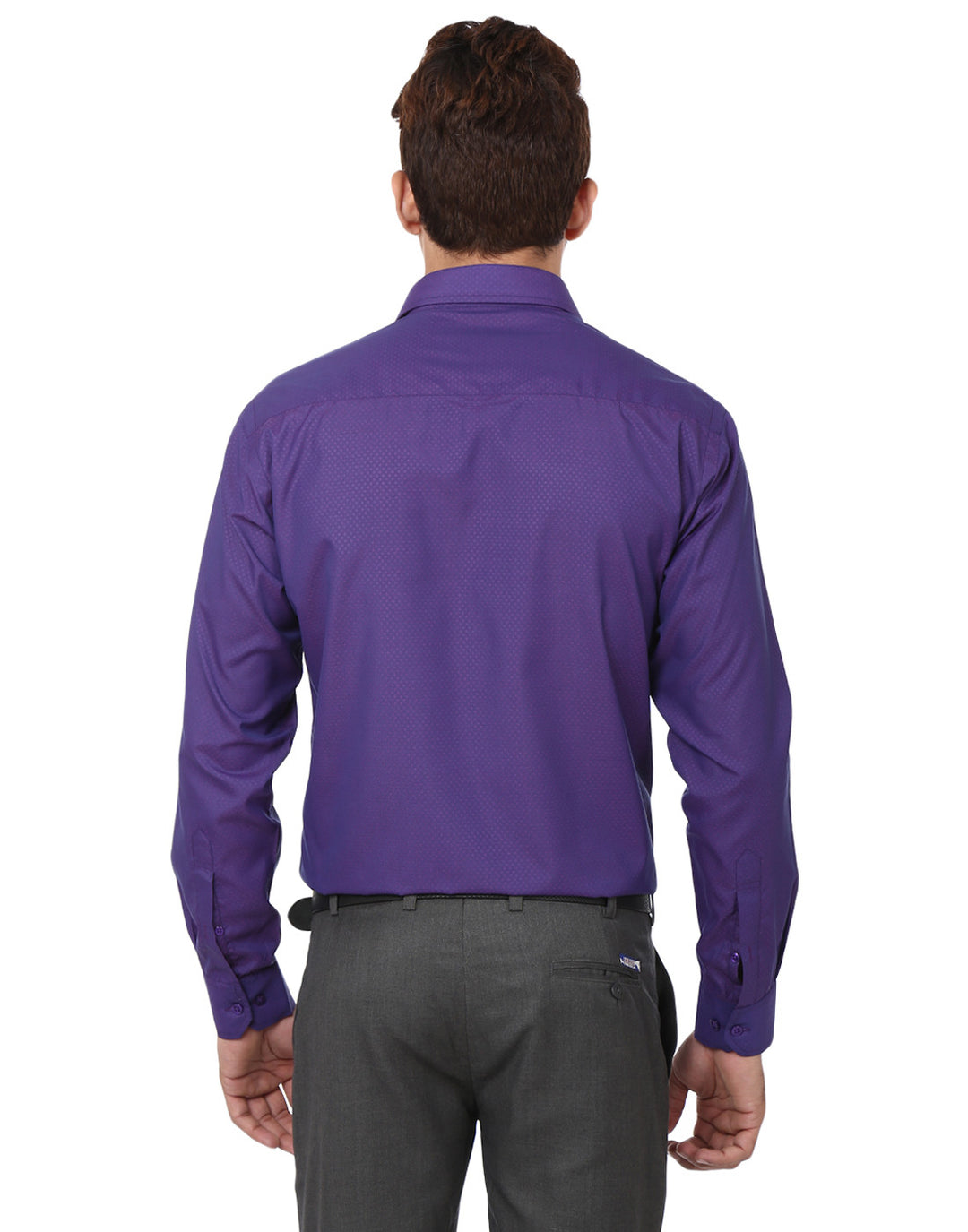 Men Purple Slim Fit Solid Dobby Cotton Rich Formal Shirt