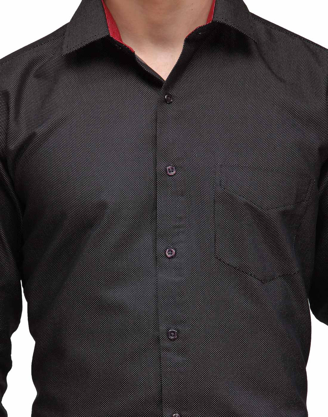Men Black Slim Fit Solid Dobby Cotton Rich Formal Shirt