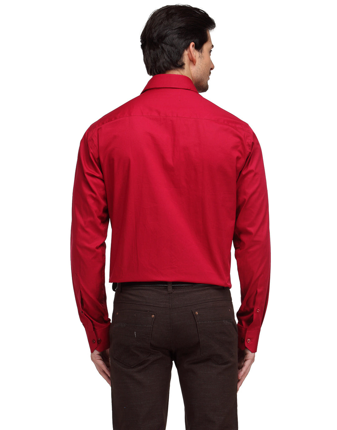 Men Red Slim Fit Solid Pure Cotton Formal Shirt