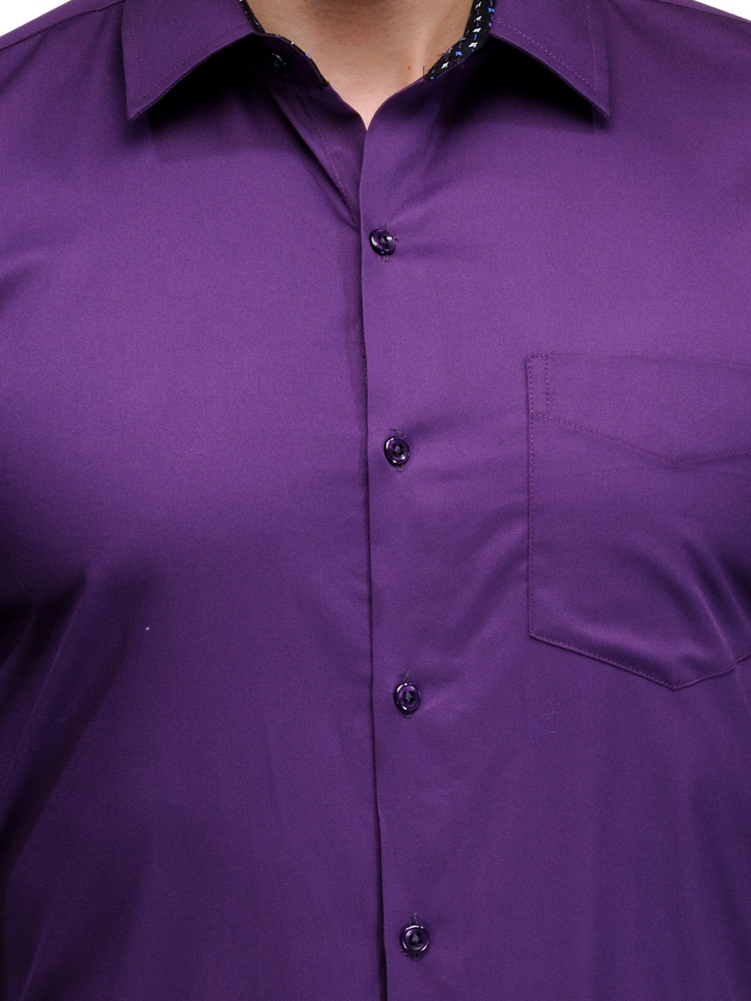 Men Purple Solid Pure Cotton Slim Fit Formal Shirt