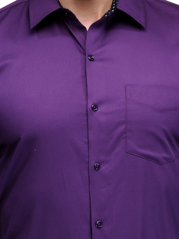 Men Purple Solid Pure Cotton Slim Fit Formal Shirt