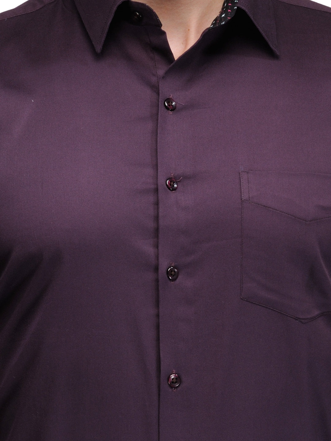 Men Wine Slim Fit Solid Pure Cotton Formal Shirt