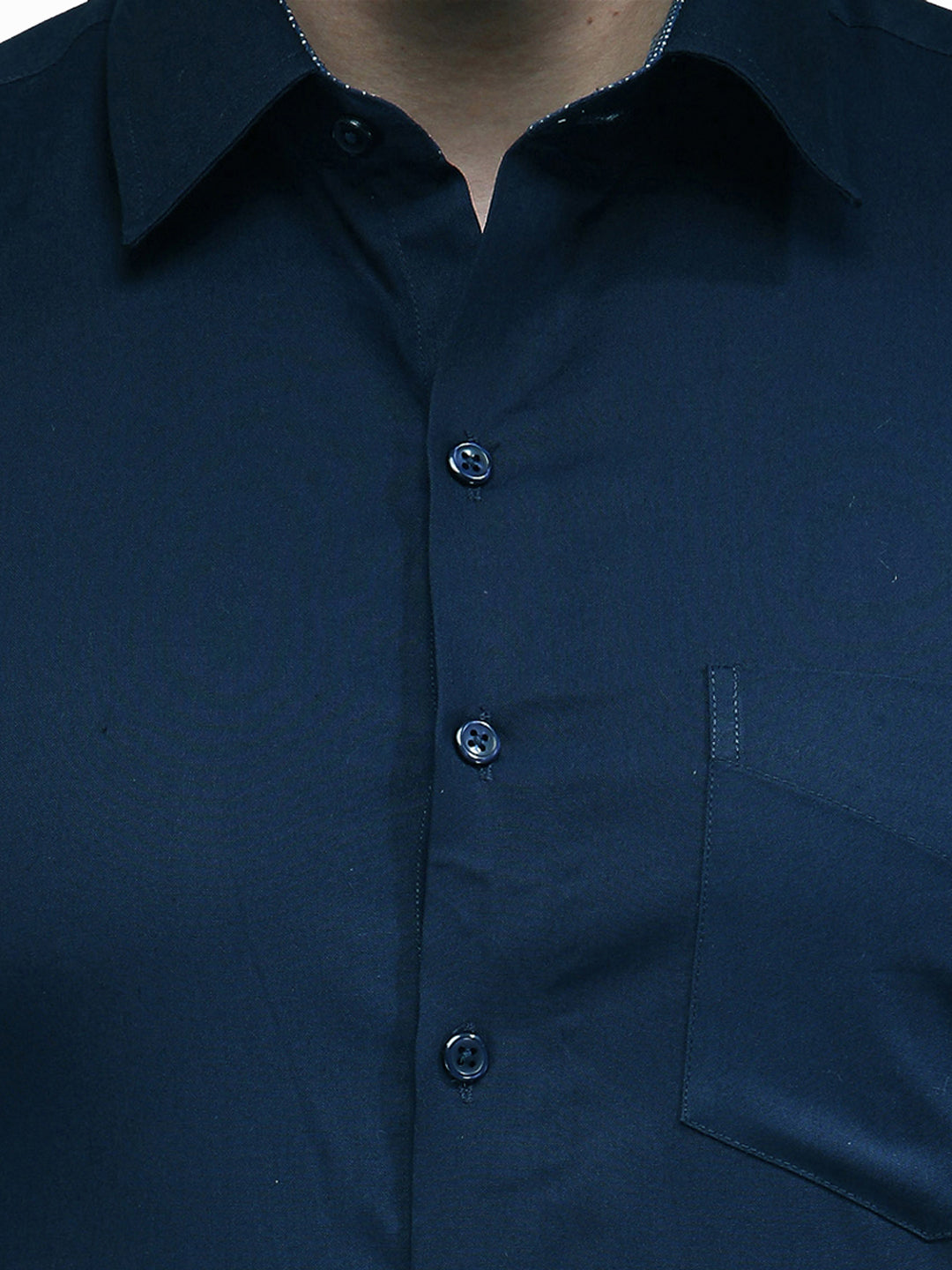 Men Turquoise Blue Solid Slim Fit Pure Cotton Formal Shirt