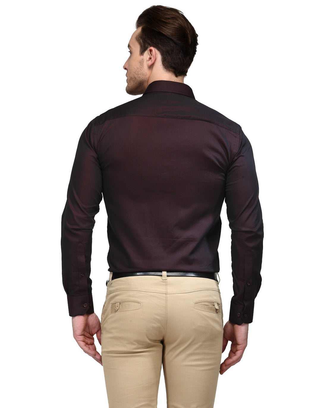 Men Maroon Solid Pure Cotton Slim Fit Formal Shirt
