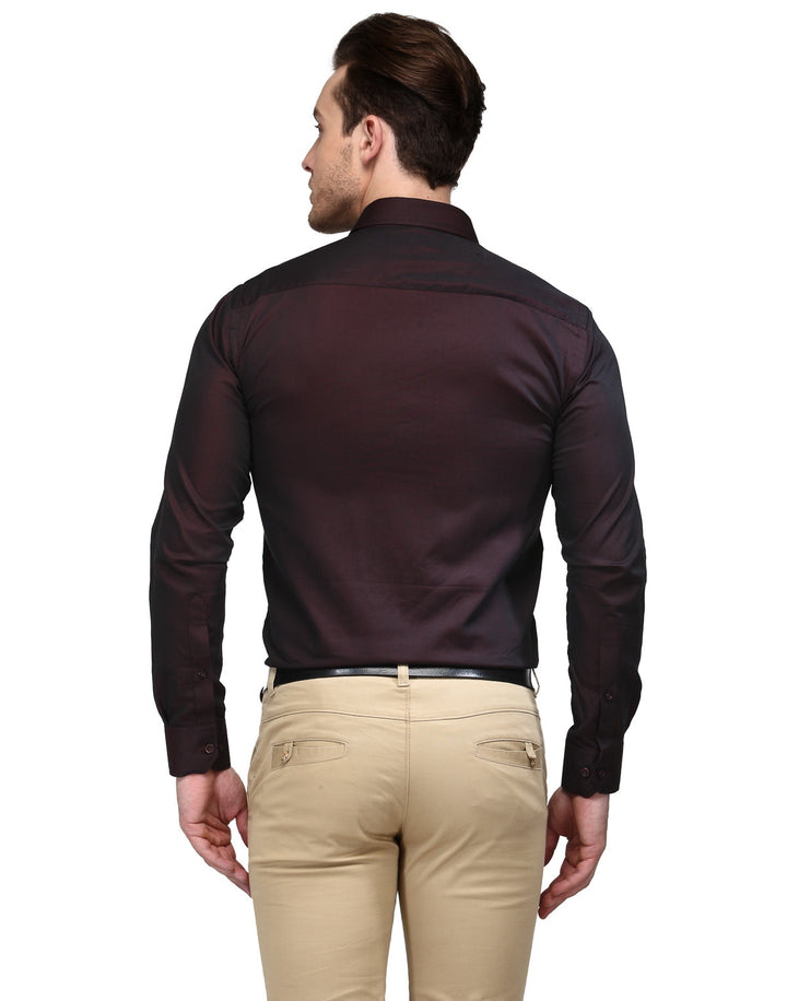 Men Maroon Solid Pure Cotton Slim Fit Formal Shirt