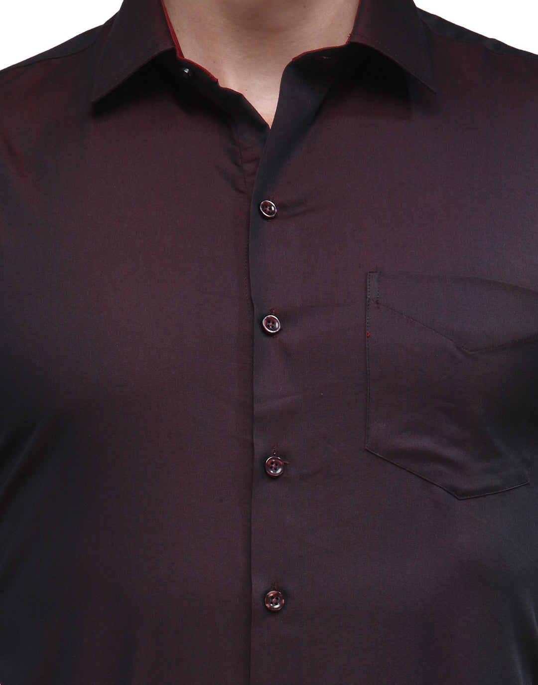 Men Maroon Solid Pure Cotton Slim Fit Formal Shirt