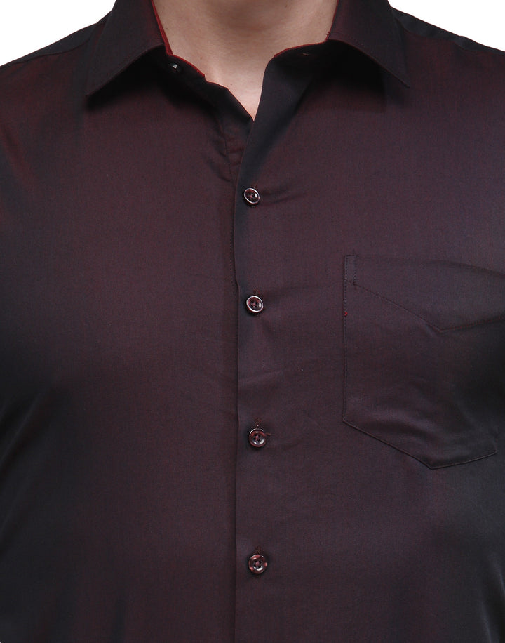 Men Maroon Solid Pure Cotton Slim Fit Formal Shirt