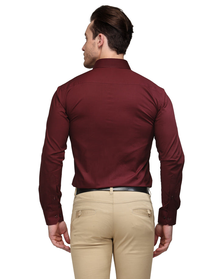 Men Maroon Pure Cotton Slim Fit Solid Formal Shirt