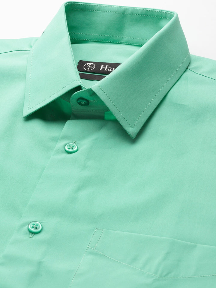 Men Green Solids Pure Cotton Slim Fit Formal Shirt