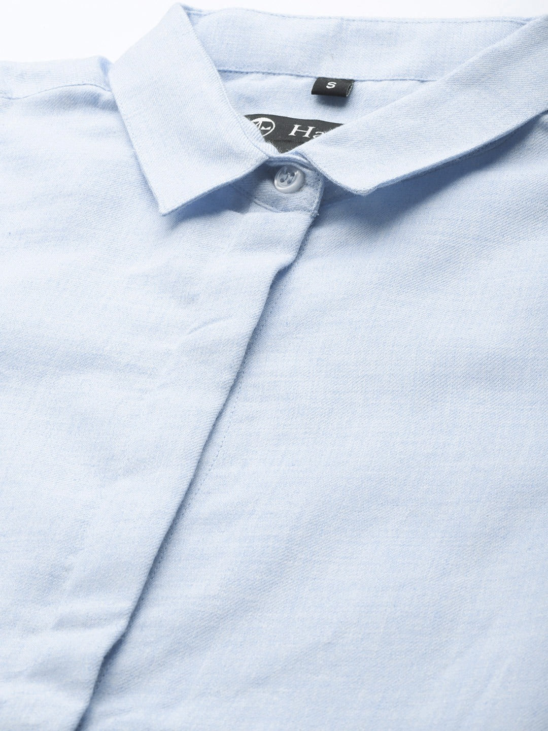 Women Blue Solids Pure Cotton Slim Fit Formal Shirt