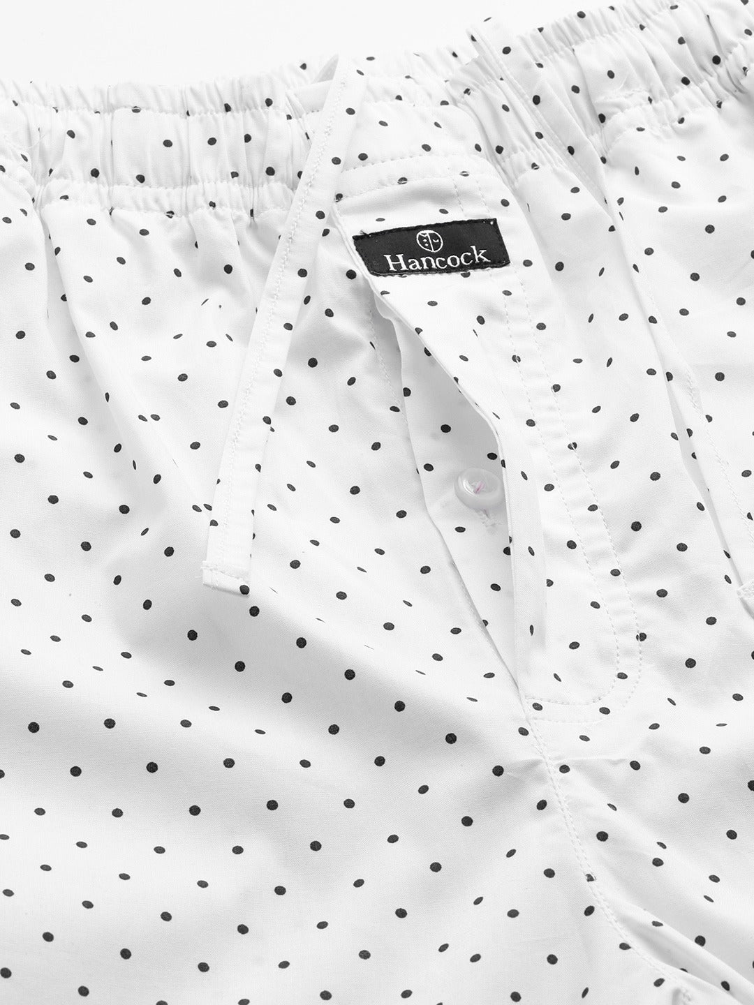 Men White Micro Dot Printed Pure Cotton Regular Fit Night Wear Night Suit