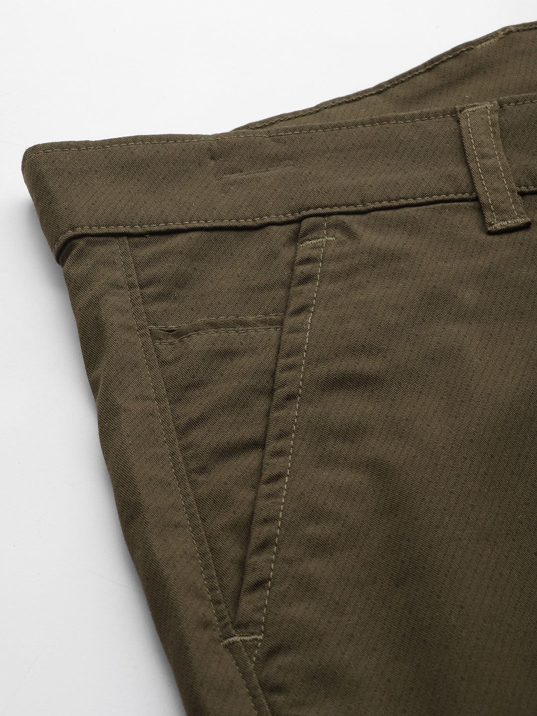 Men Green Prints Cotton Elastene Slim Fit Formal Trouser