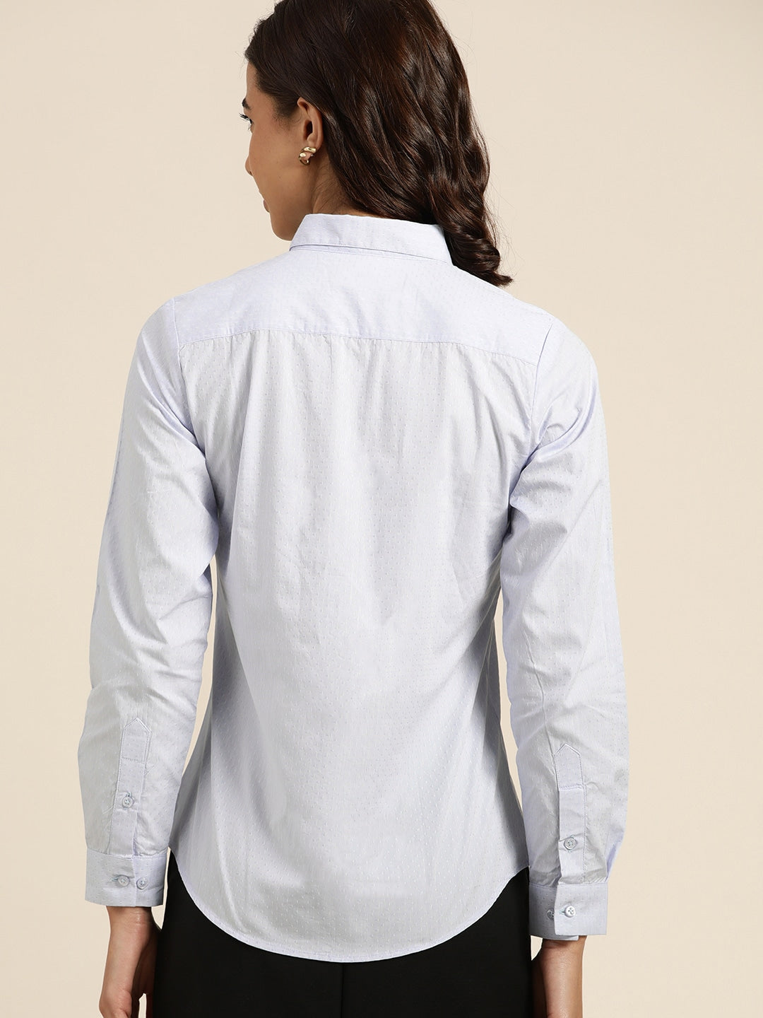 Women Sky Solid Pure Cotton Slim Fit Formal Shirt