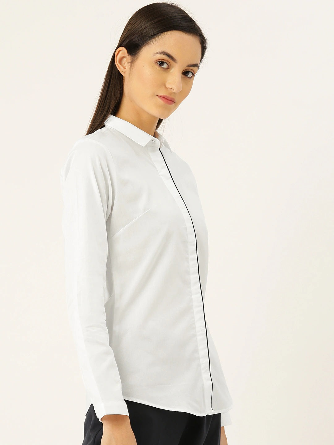 Women White Solids Pure Cotton Slim Fit Formal Shirt