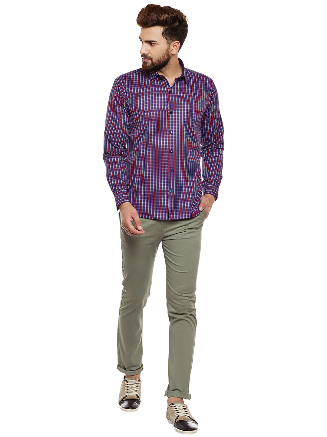 Men Green Solid Slim Fit Casual Stretchable Chinos Trouser
