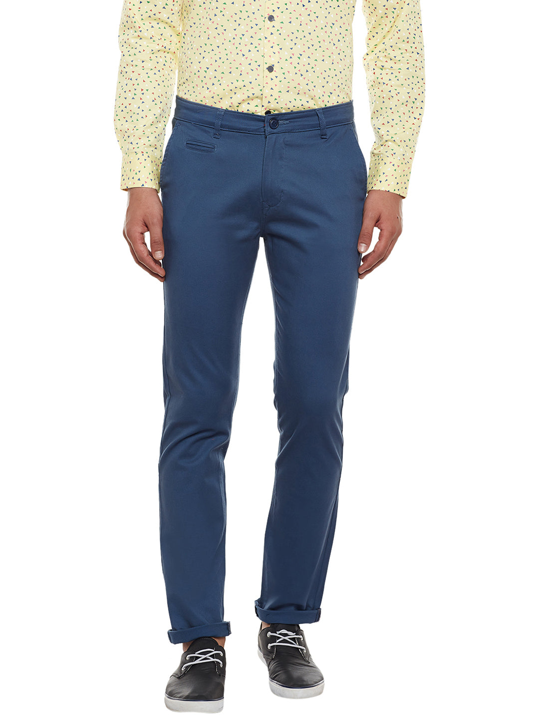 Men Grey Solid Slim Fit Casual Stretchable Chinos Trouser