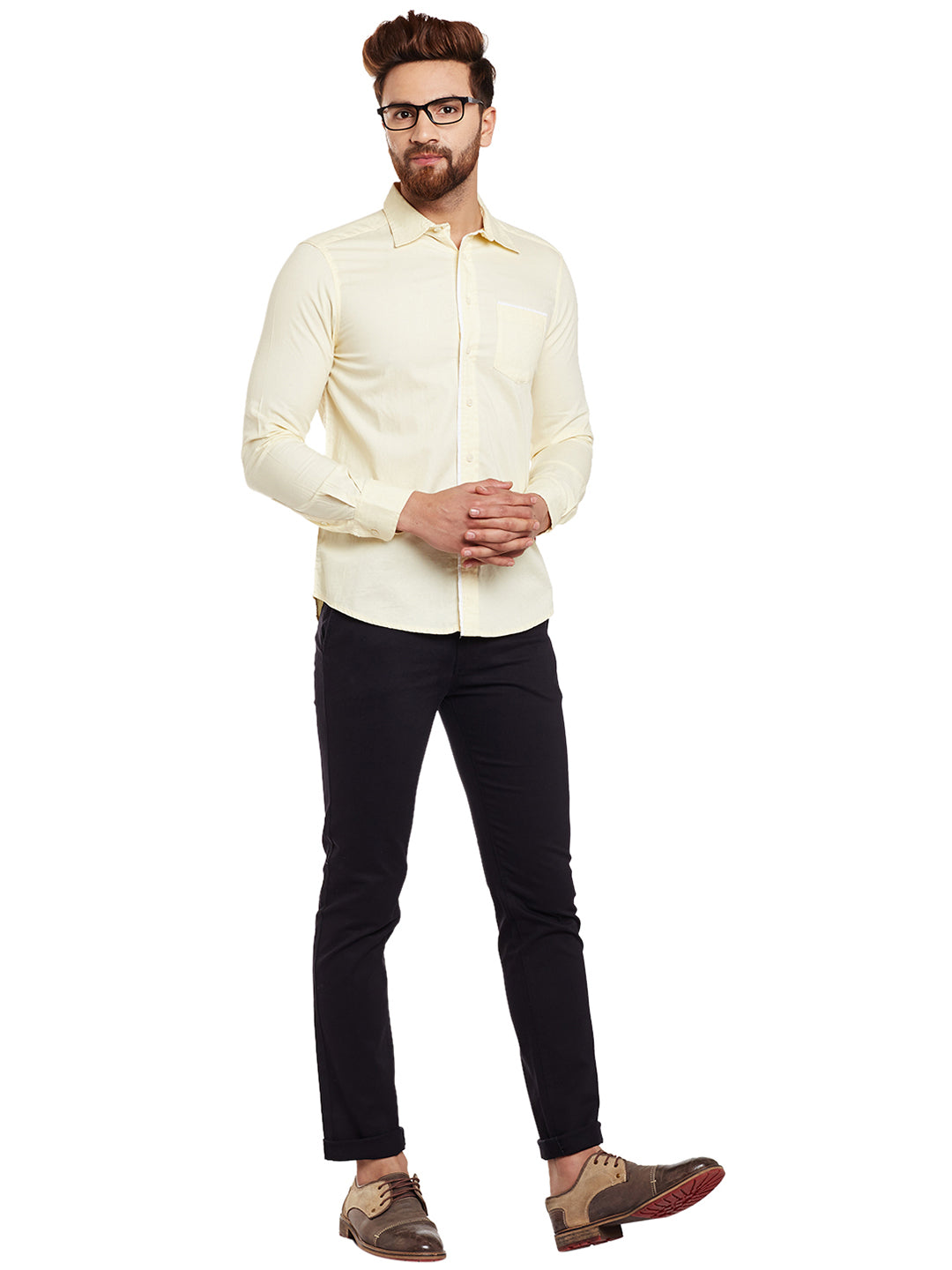 Men Black Solid  Cotton Stretch Slim Fit Casual Chinos Trouser