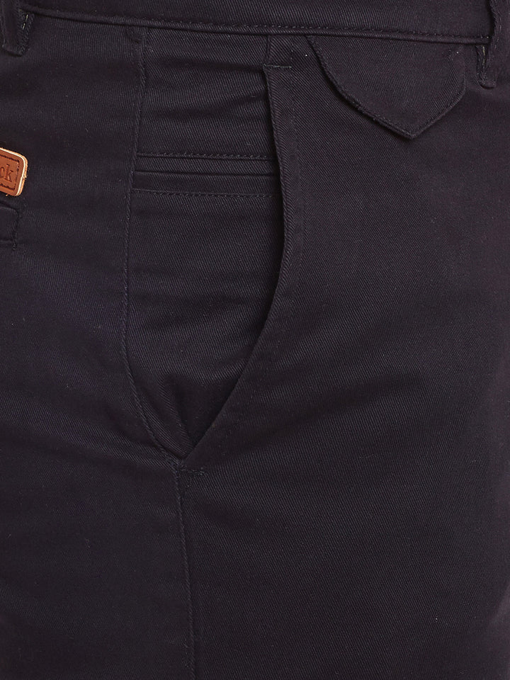 Men Black Solid  Cotton Stretch Slim Fit Casual Chinos Trouser