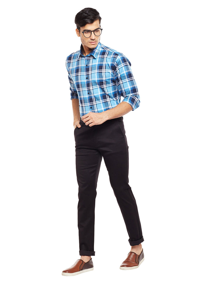 Men Black Solid  Cotton Stretch Slim Fit Casual Chinos Trouser