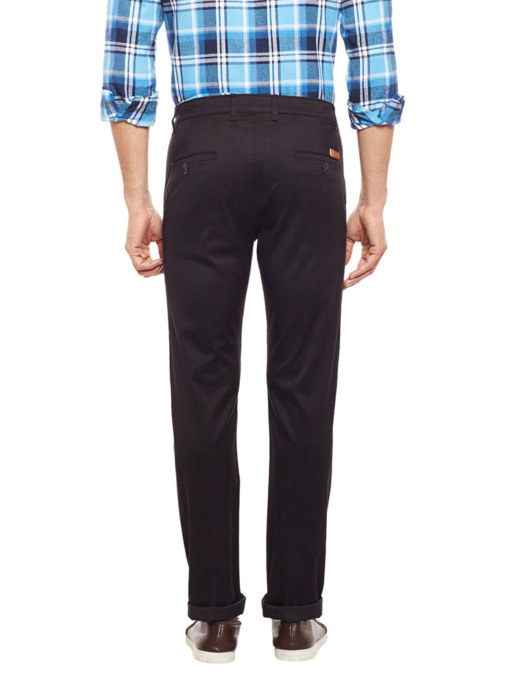Men Black Solid  Cotton Stretch Slim Fit Casual Chinos Trouser
