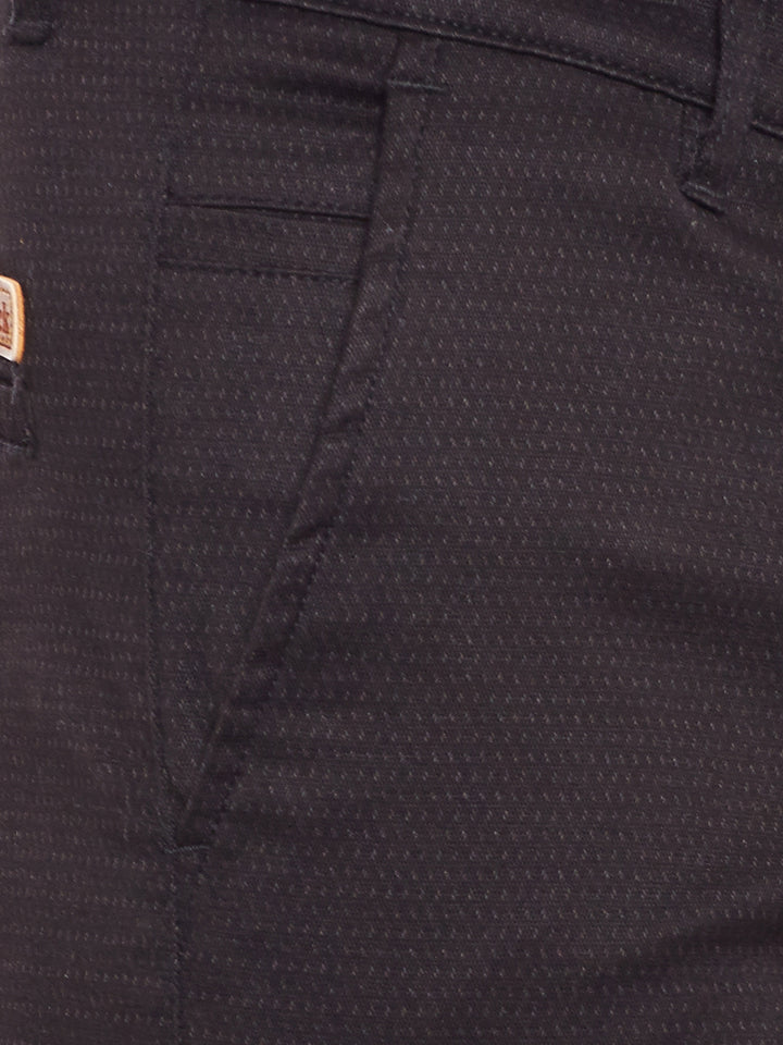 Men Black Solid  Cotton Stretch Slim Fit Casual Chinos Trouser