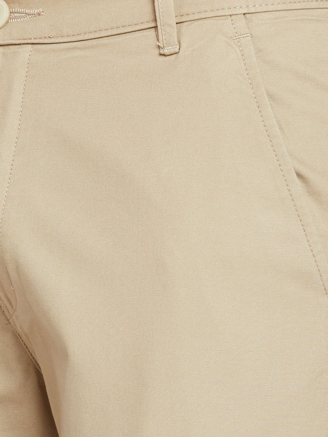 Men Beige Self Design Solid Stretchable Mid Rise Slim Fit Chinos Trouser