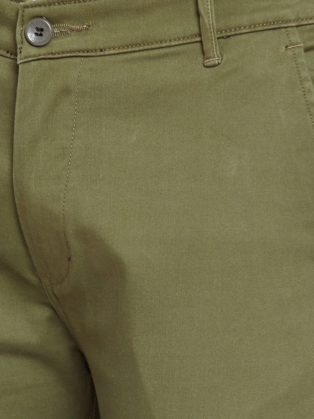 Men Olive Blue Self Design Solid Stretchable Mid Rise Slim Fit Chinos Trouser