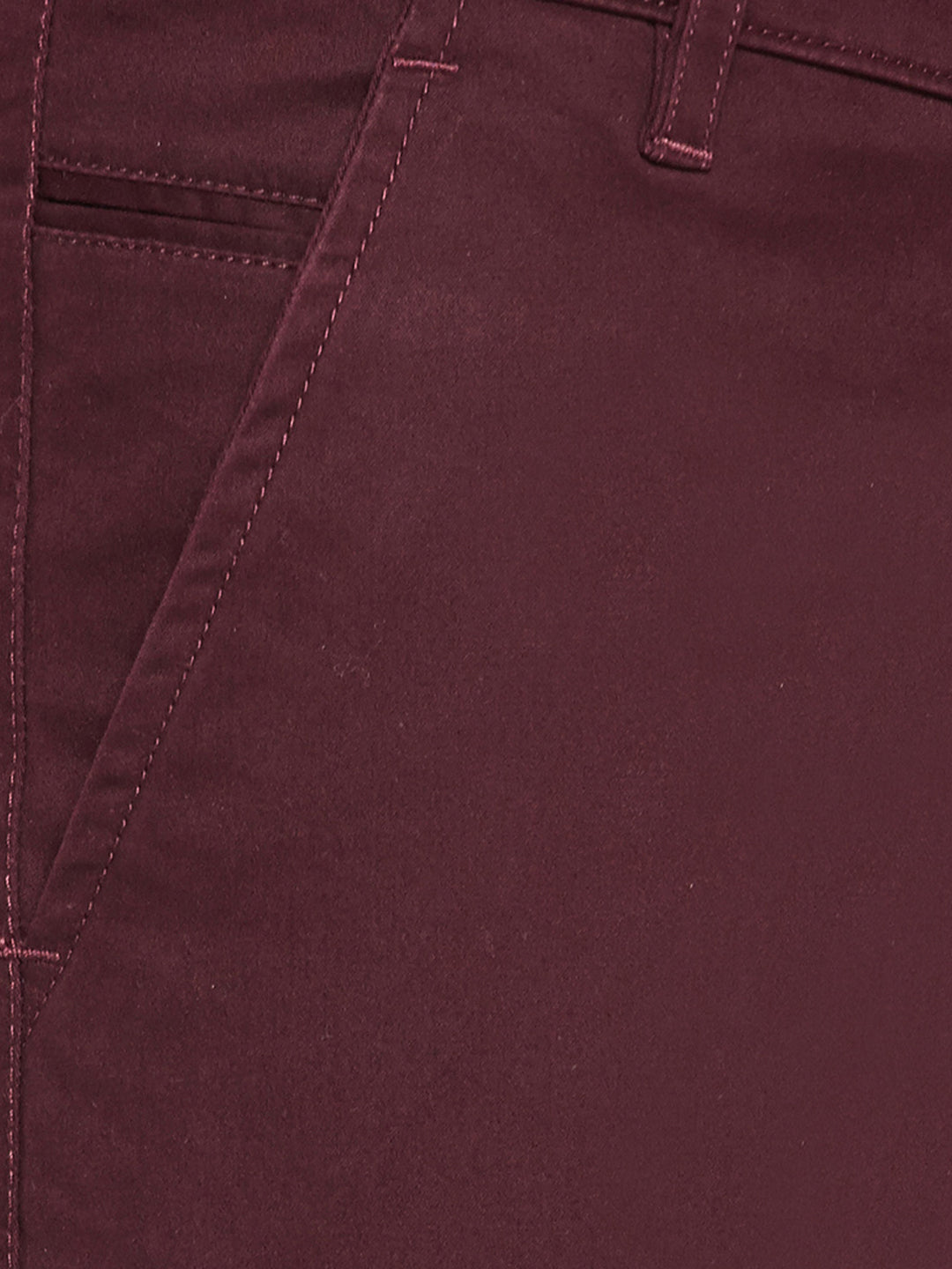 Men Wine Self Design Solid Stretchable Mid Rise Slim Fit Chinos Trouser