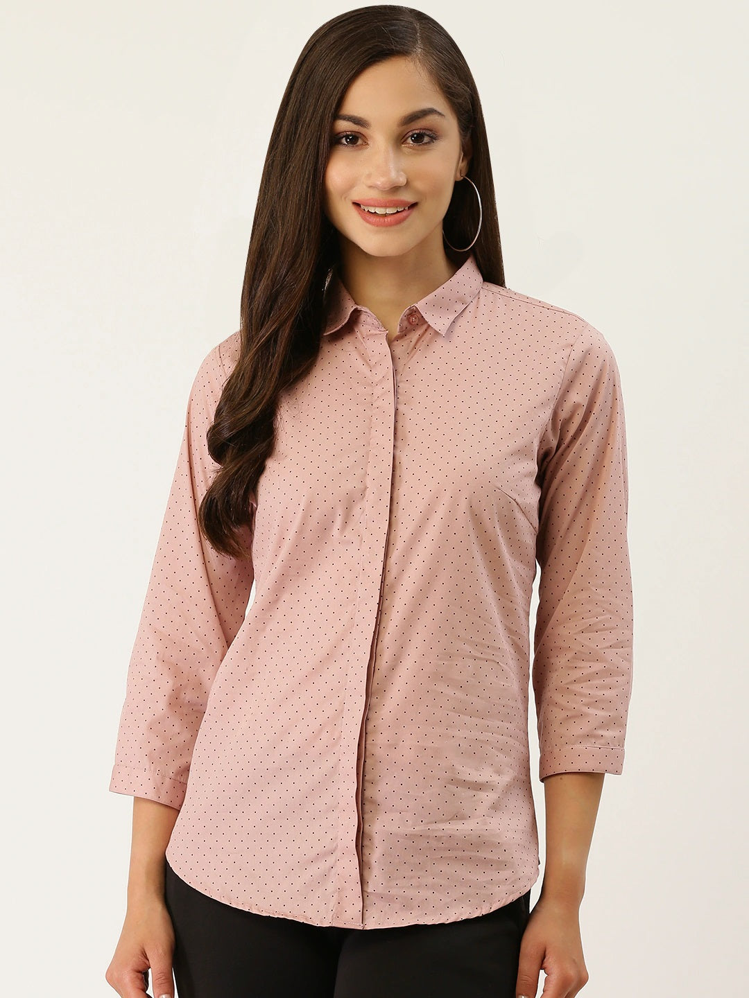 Women Pink Prints Pure Cotton Slim Fit Formal Shirt