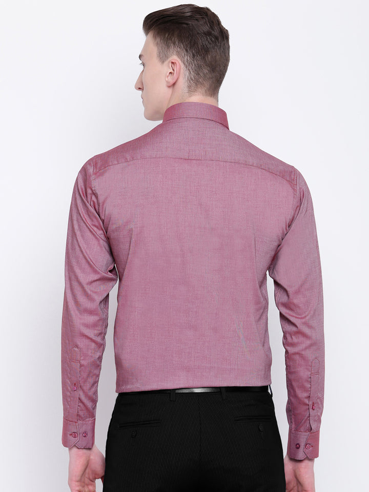 Men Red Chambray Solid Slim Fit Formal Shirt