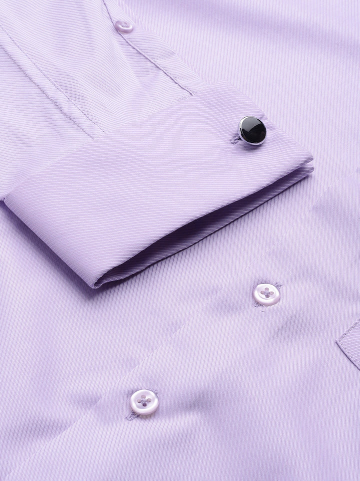 Men Lavender Solids Pure Cotton Slim Fit Formal Shirt