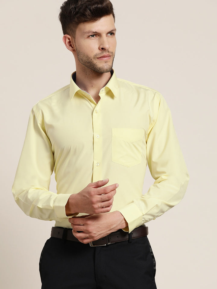 Men Lemon Solids Slim Fit Formal Shirt