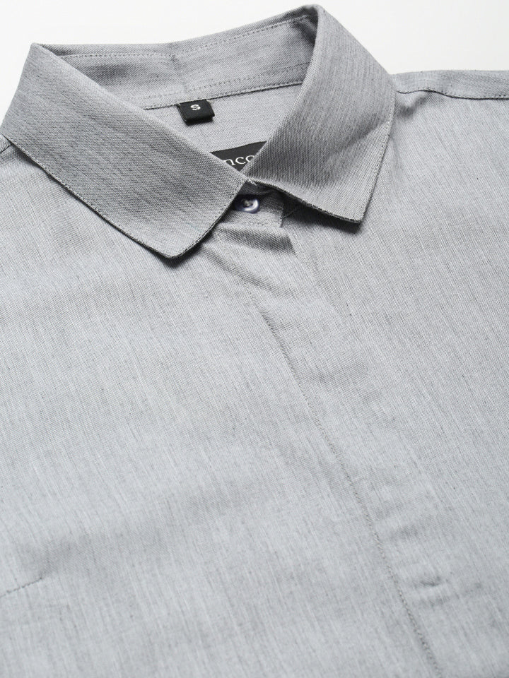 Women Grey Solid Pure Cotton Regular Fit Formal Shirt