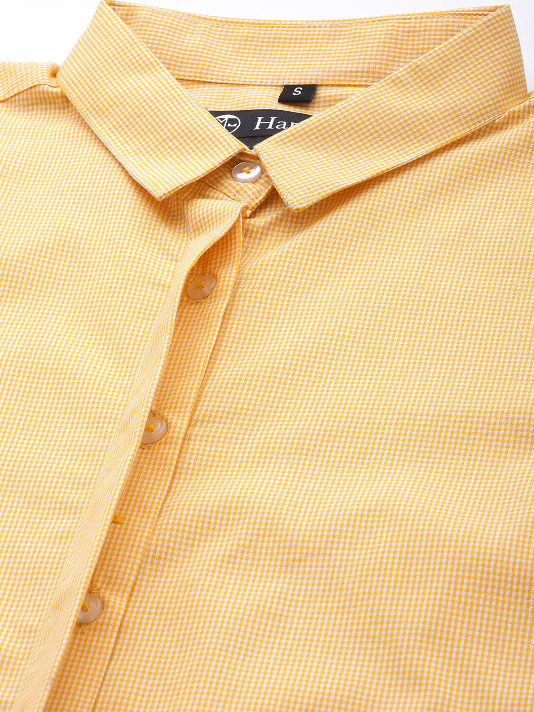 Women Yellow Checks Pure Cotton Slim Fit Formal Shirt