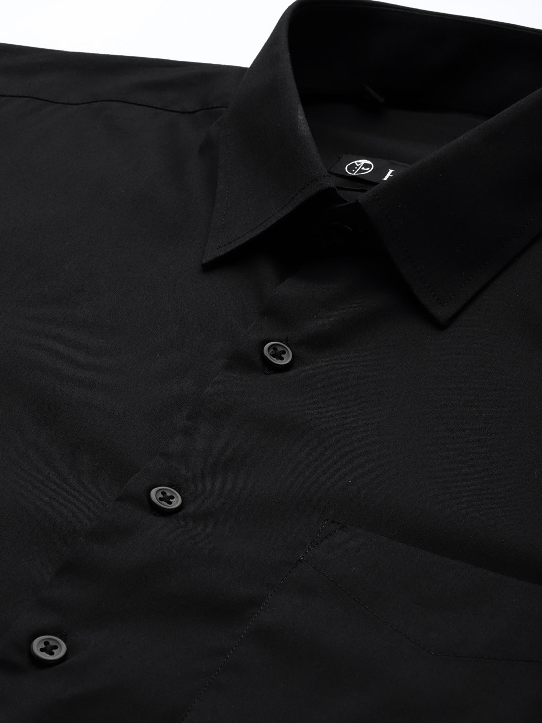 Men Black Solid Pure Cotton Slim Fit Formal Shirt