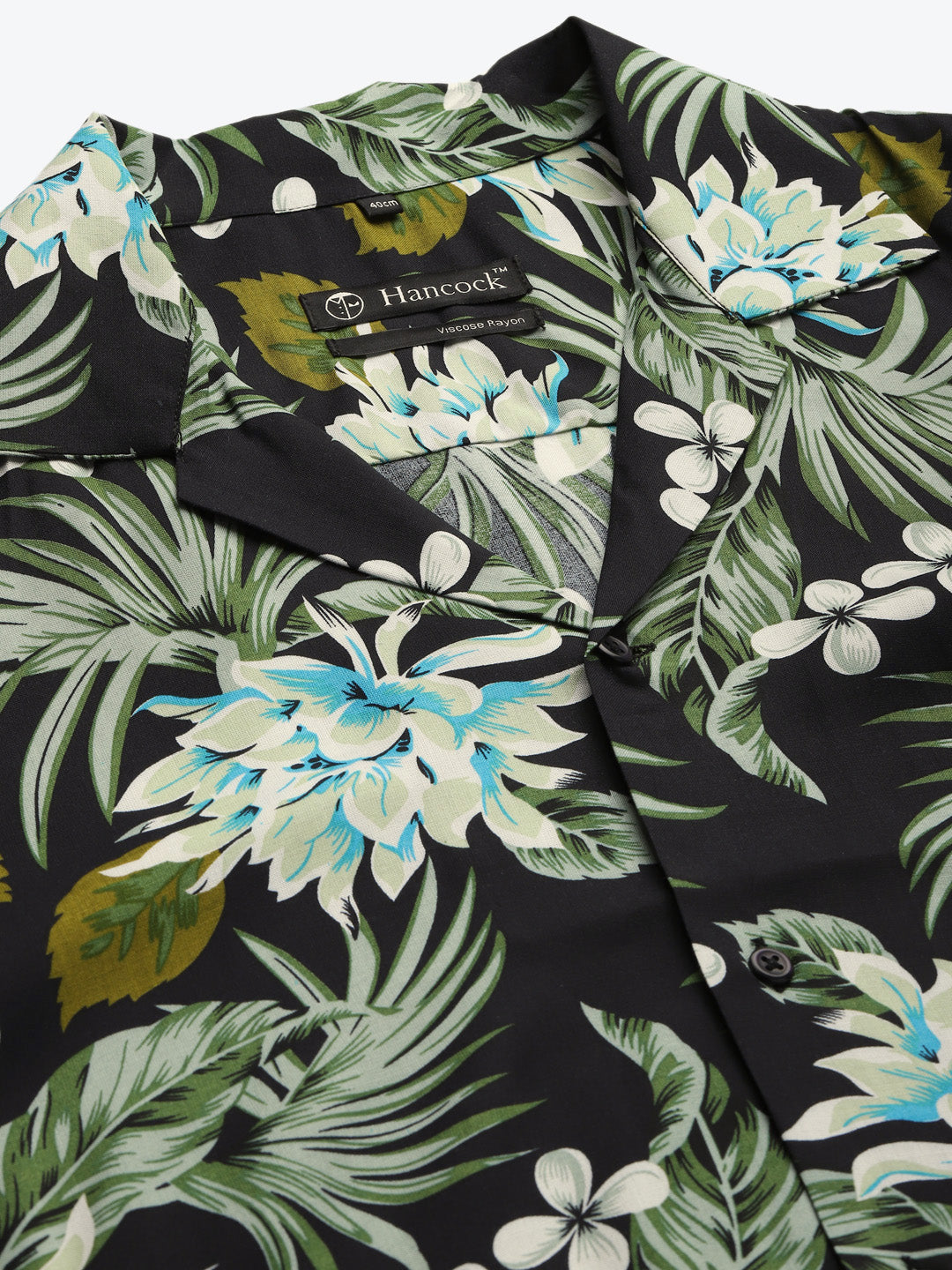 Men Black & Green Printed Viscose Rayon Relaxed Fit Casual Resort Shirt