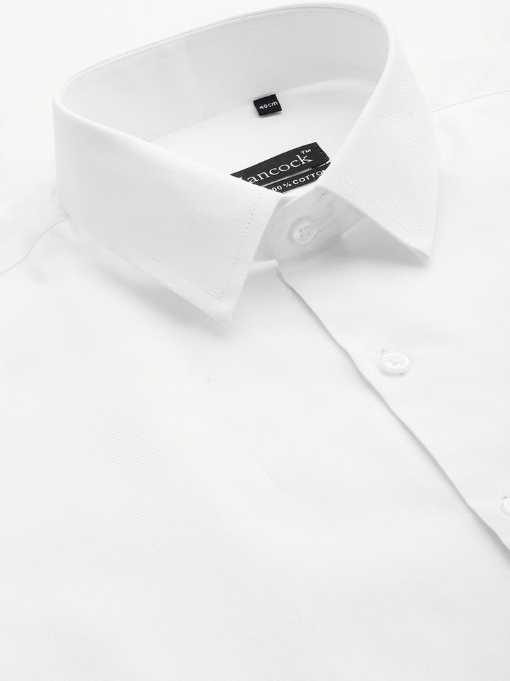 Men White Solid Pure Cotton Slim Fit Formal Shirt