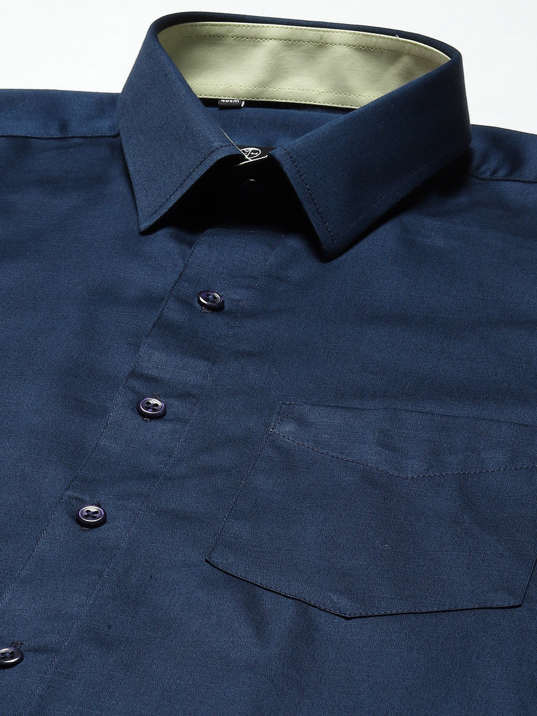 Men Navy Solid Pure Cotton Slim Fit Formal Shirt