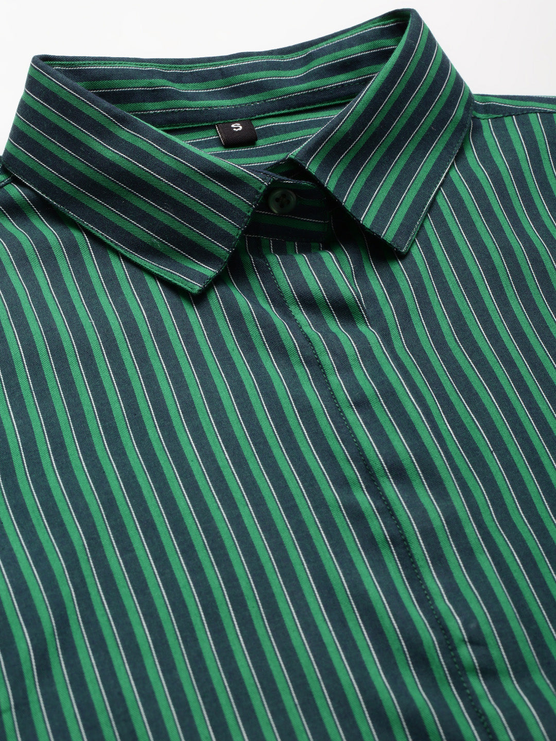 Women Green Striped Pure Cotton Regular Fit Formal Shirt