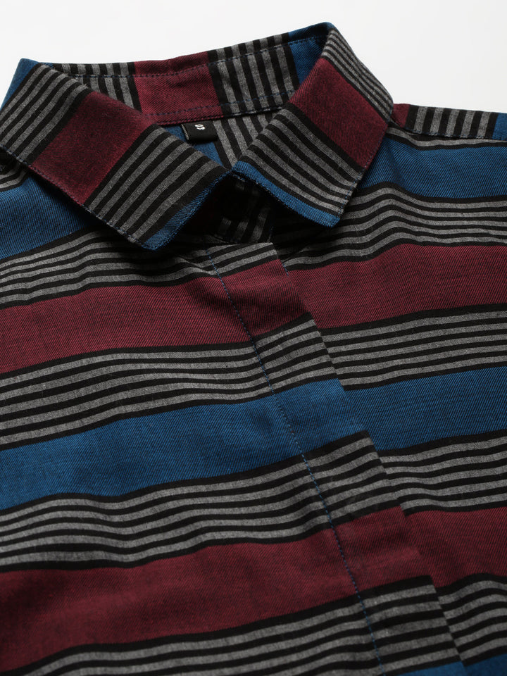 Women Maroon & Black Checked Pure Cotton Regular Fit Formal Shirt