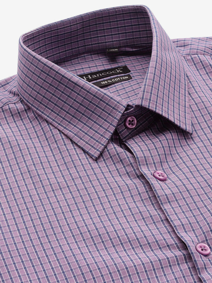 Men Purple Checks Pure Cotton Slim Fit Formal Shirt