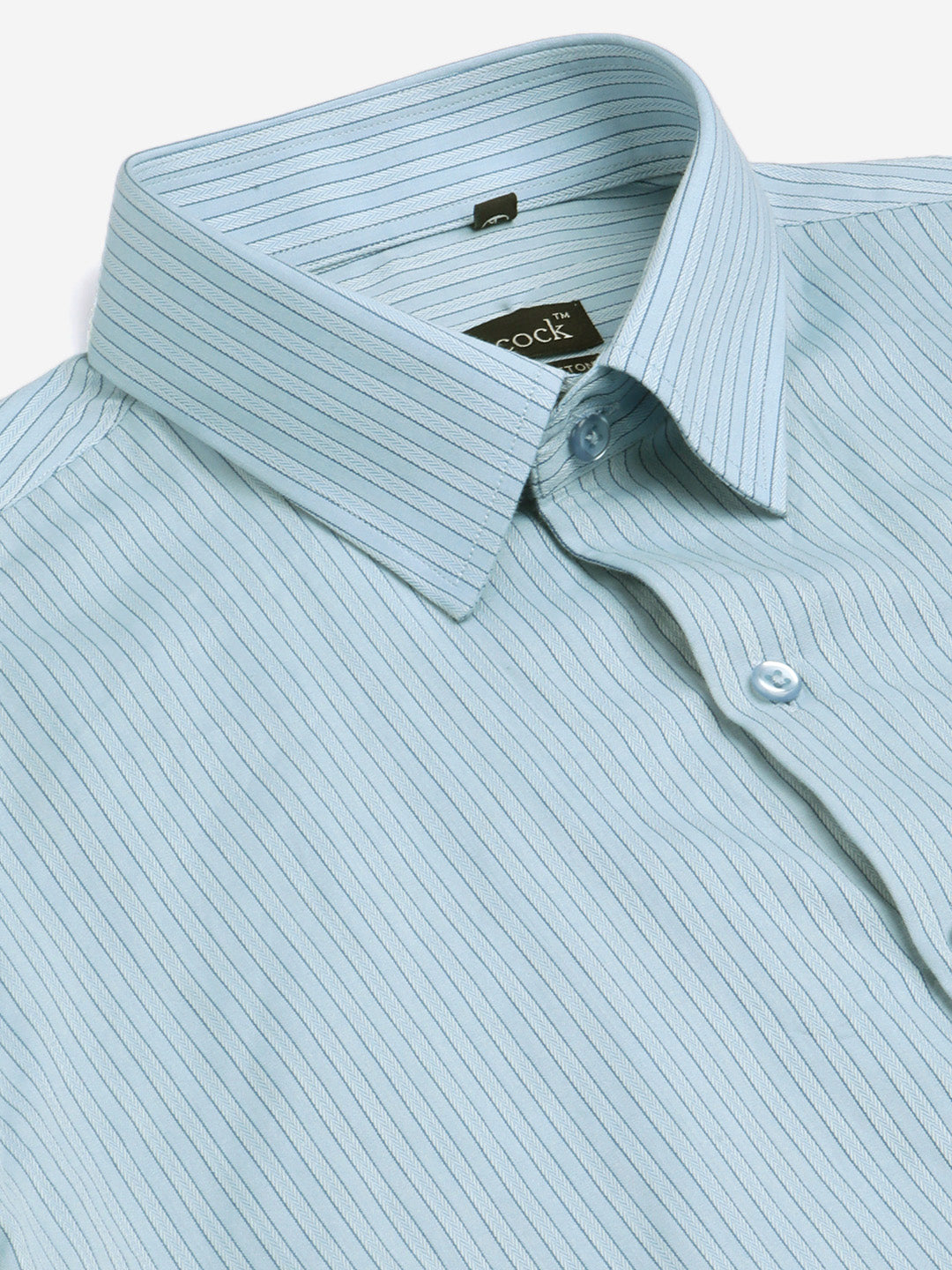 Men Blue Stripes Pure Cotton Slim Fit Formal Shirt