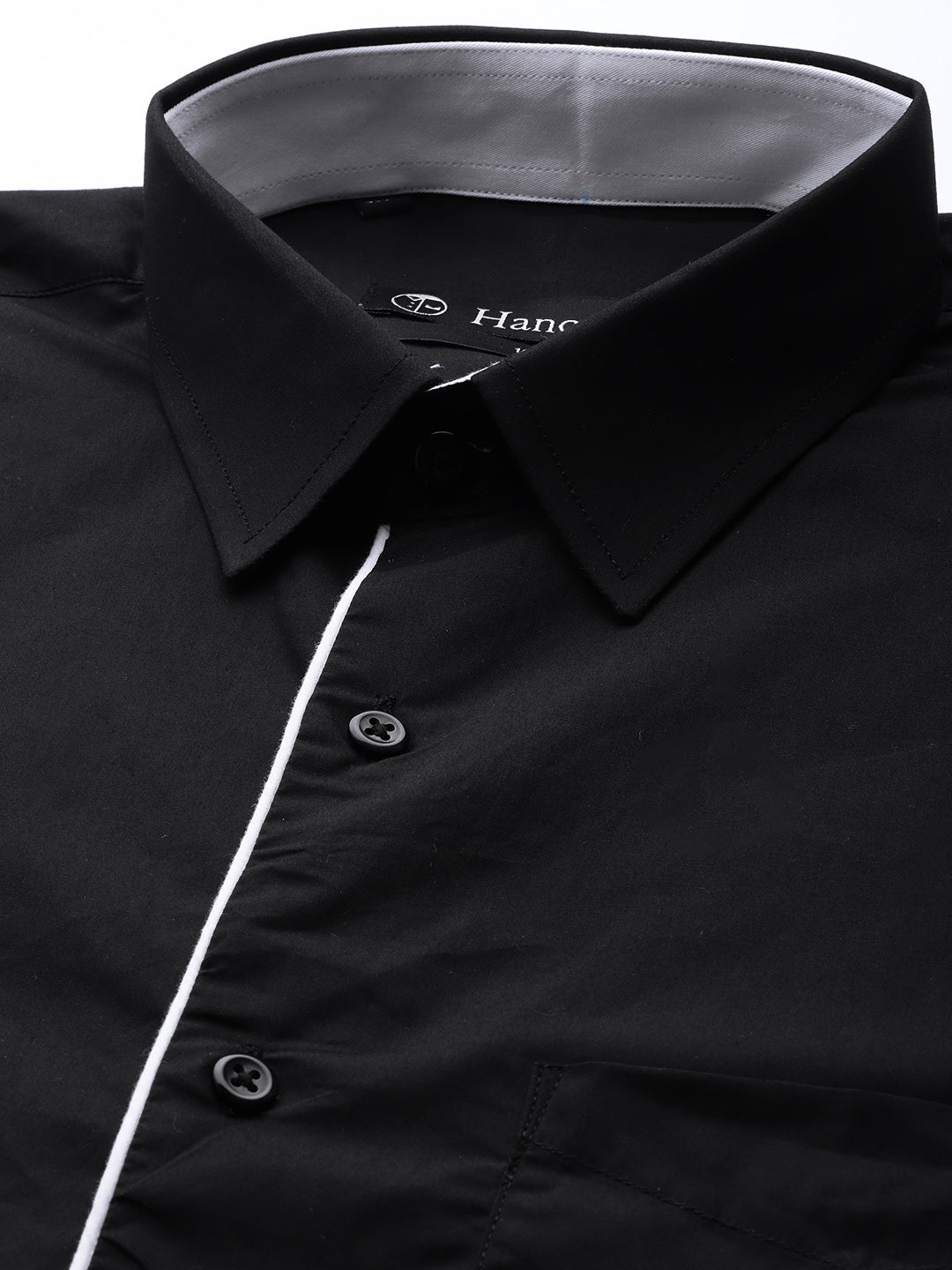 Men Black Solid Pure Cotton Slim Fit Formal Shirt