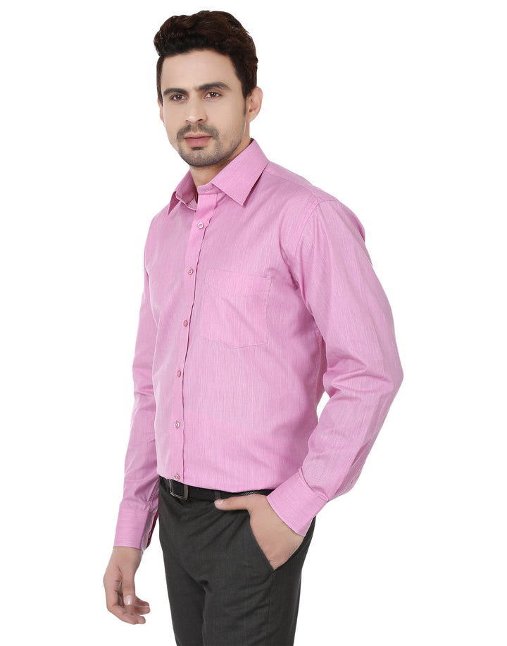 Men Pink Solid Cotton Rich Regular Fit Formal Shirt