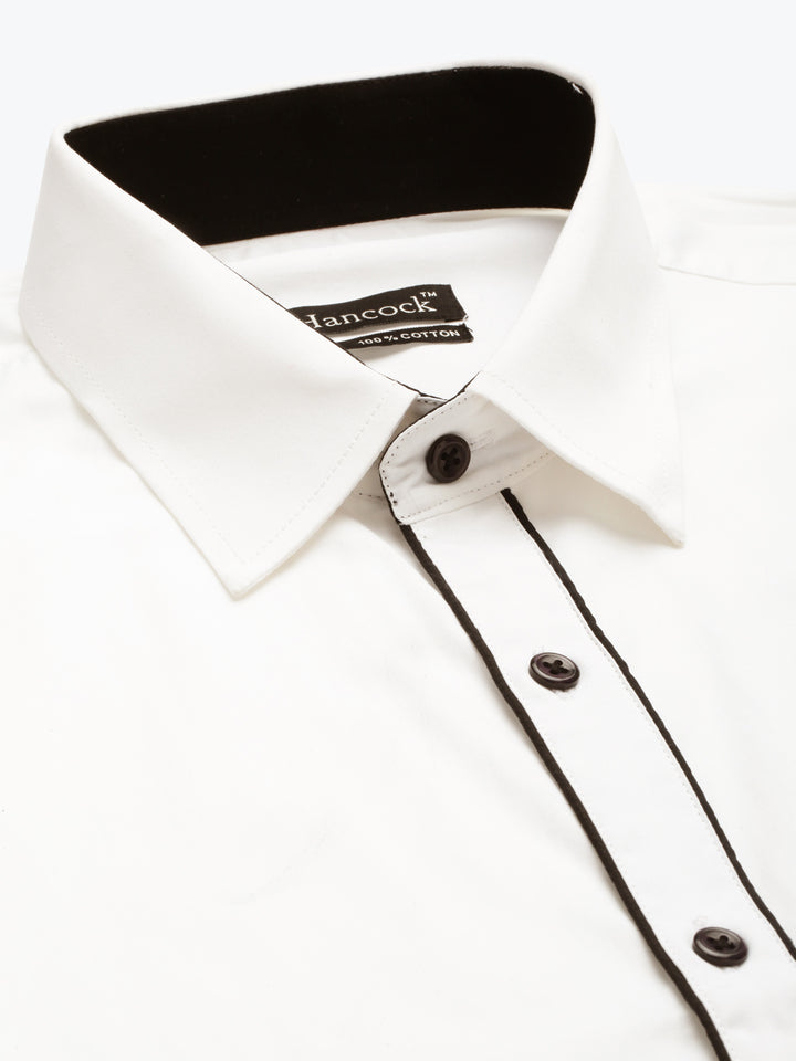 Men White Solid Pure Cotton Slim Fit Formal Shirt