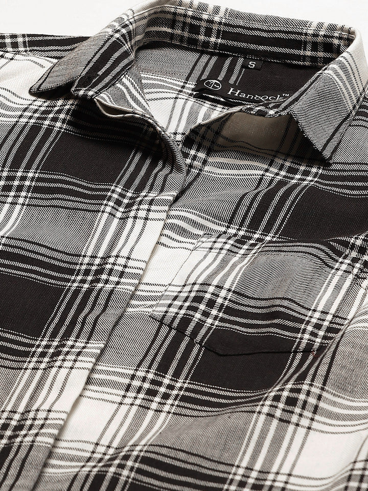 Women Black & White Checks Pure Cotton Regular Fit Formal Dress