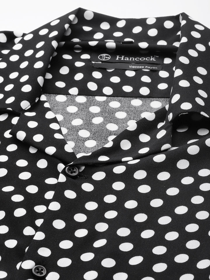 Men Black & White Prints Viscose Rayon Relaxed Fit Casual Resort shirt