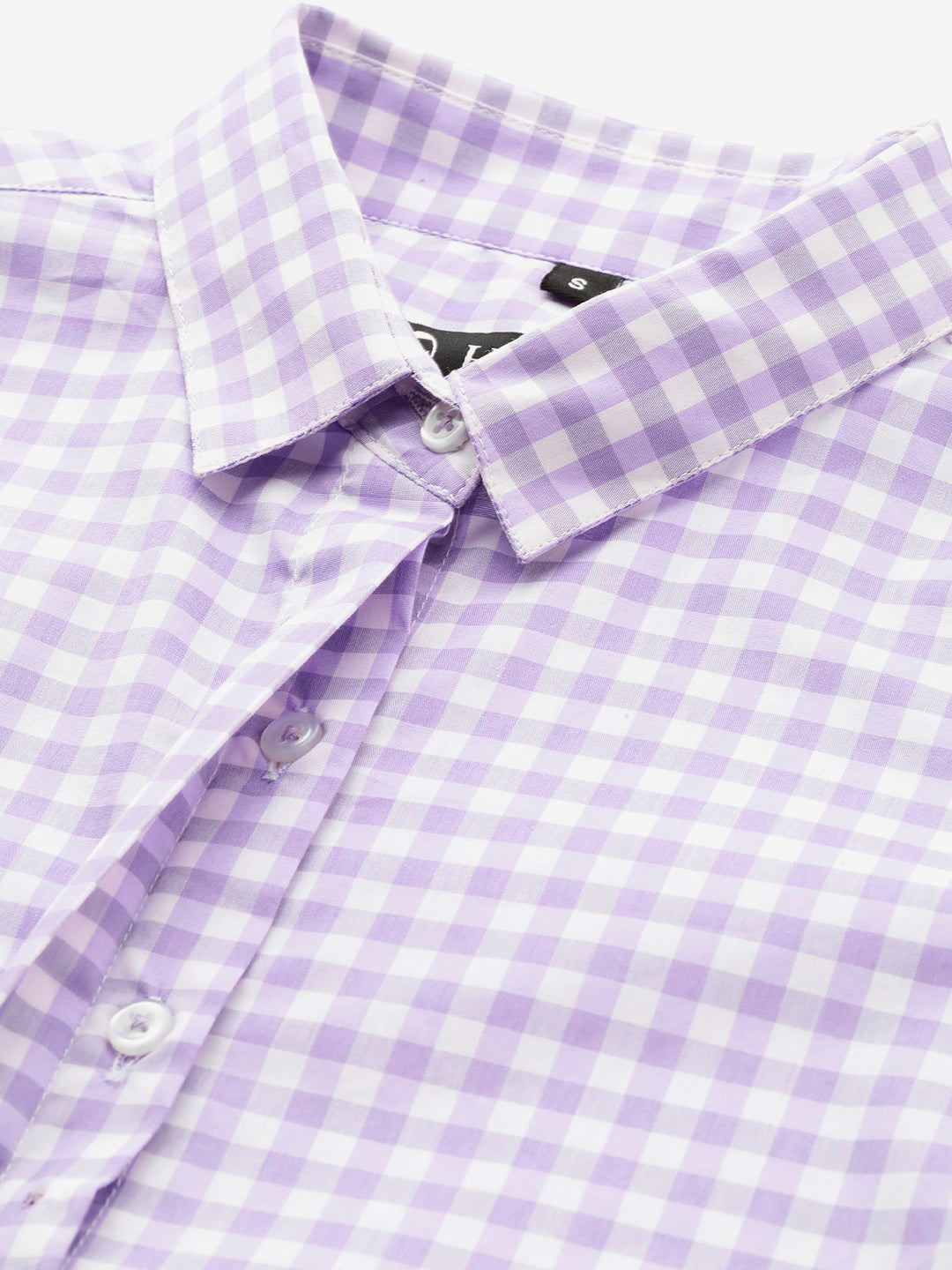 Women Lavendar & White Checked Pure Cotton Slim Fit Formal Shirt