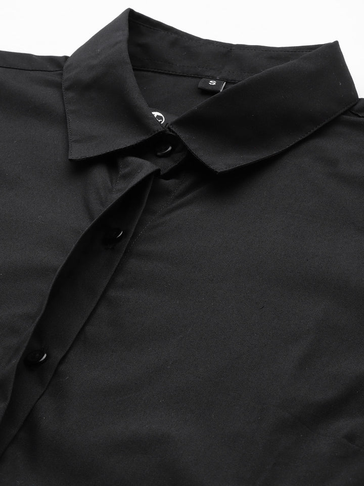 Women Black Solid Pure Cotton Regular Fit Formal Shirt