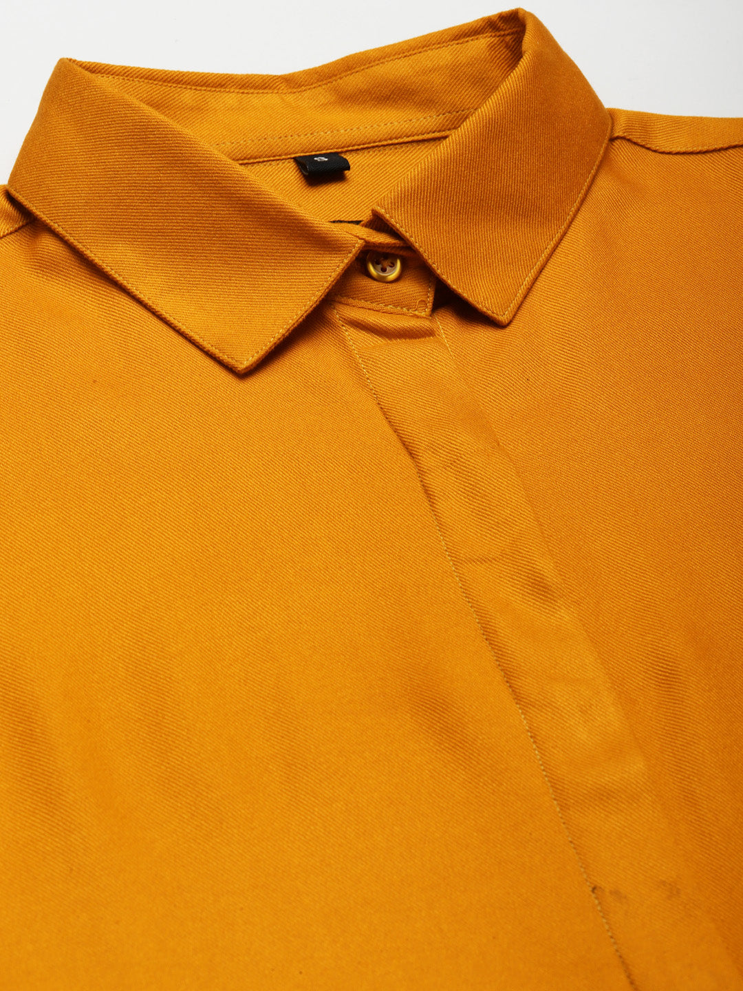 Women Mustard Solid Viscose Rayon Regular Fit Formal Shirt